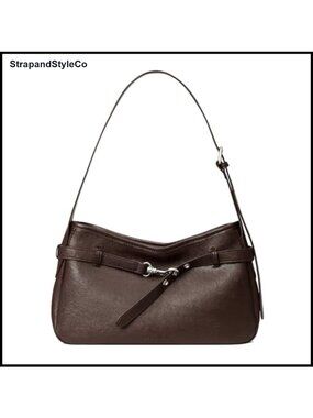 Vegan Leather Baguette Bag Adjustable Wide Strap Shoulder Purse